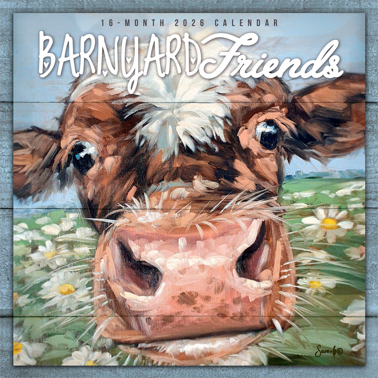 Barnyard Friends | 2026 12 x 24 Inch (Hanging) Monthly Square Wall Calendar | Featuring the Artwork of Molly Strong | Plastic-Free